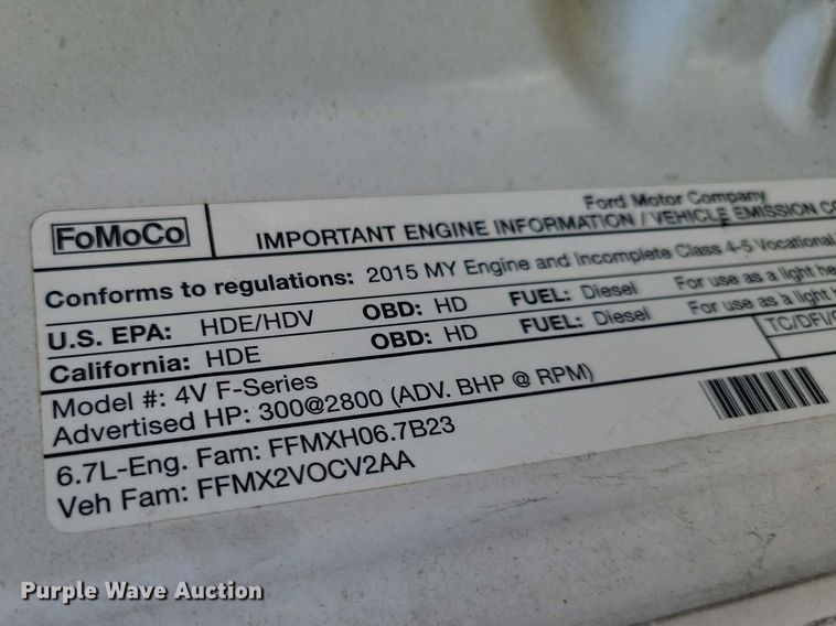 image for item YA2851 2015 Ford F550 Super Duty flatbed truck