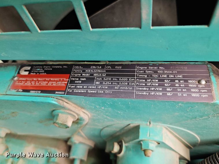 image for item YA2904 1999 Onan DGBC-3378898 generator