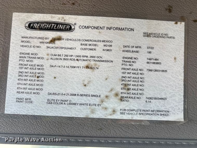 image for item YA2937 2023 Freightliner Business Class M2 digger derrick truck