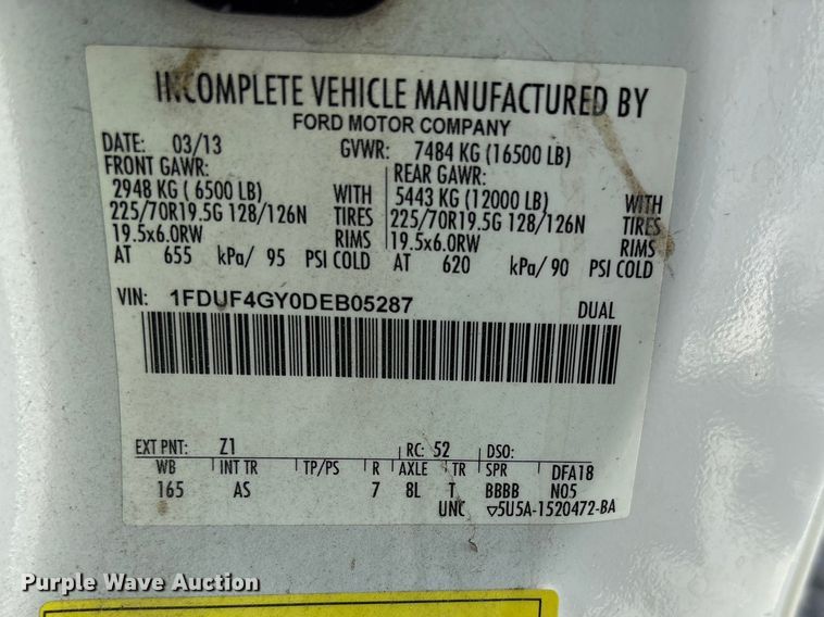 image for item YA3101 2013 Ford F450 Super Duty utility / service truck