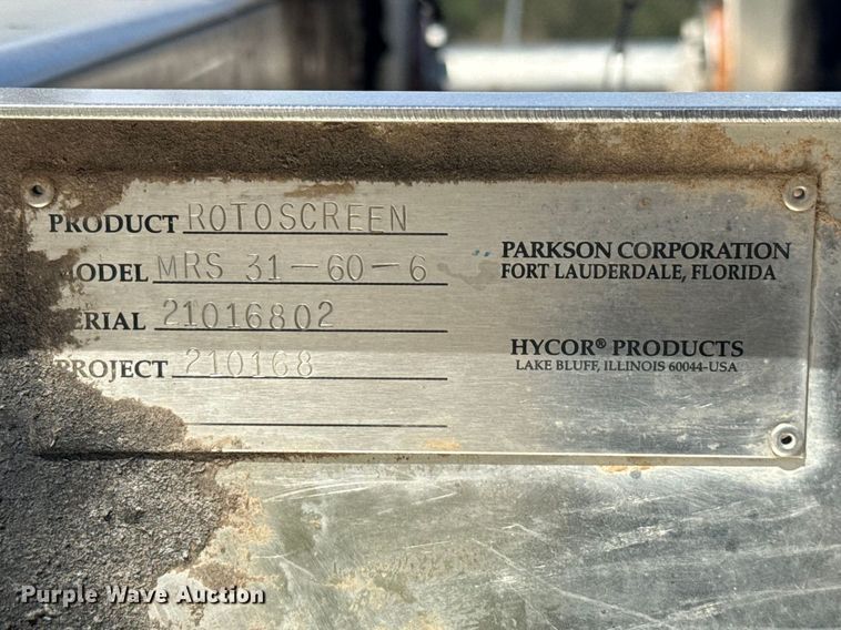 image for item DR1052 Parkson MRS 31-60-6 sewage roto screen
