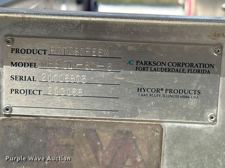 image for item DR1052 Parkson MRS 31-60-6 sewage roto screen
