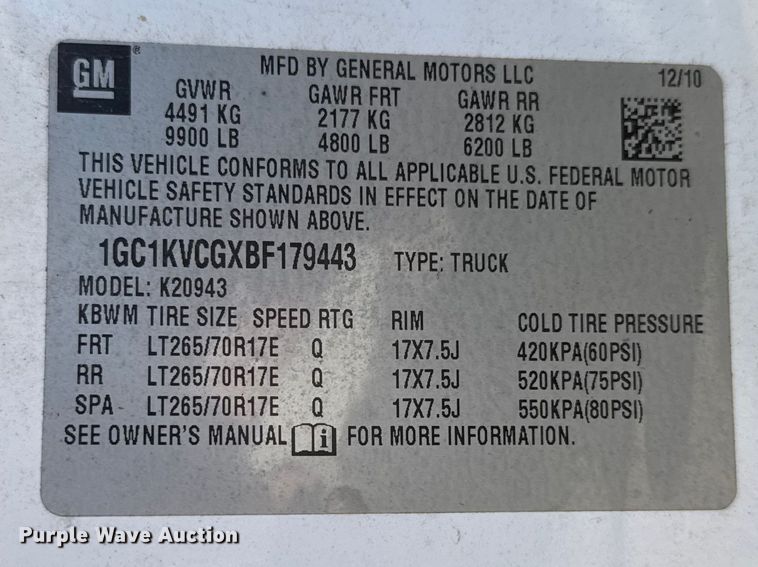 image for item DR1066 2011 Chevrolet Silverado 2500HD Crew Cab pickup truck