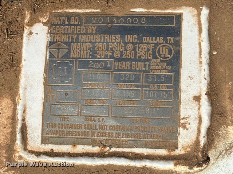 image for item DR1069 2001 National BD propane tank