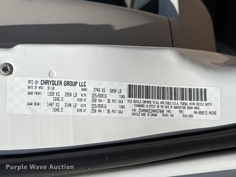 image for item DR1072 2010 Dodge Grand Caravan van
