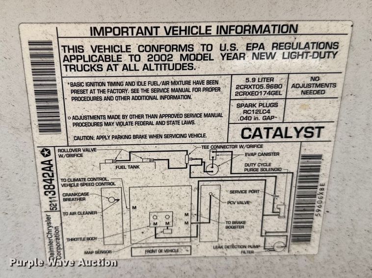 image for item DR1073 2002 Dodge Ram 2500 van