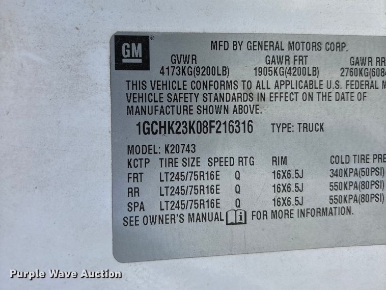image for item DT0116 2008 Chevrolet Silverado 2500HD Crew Cab pickup truck