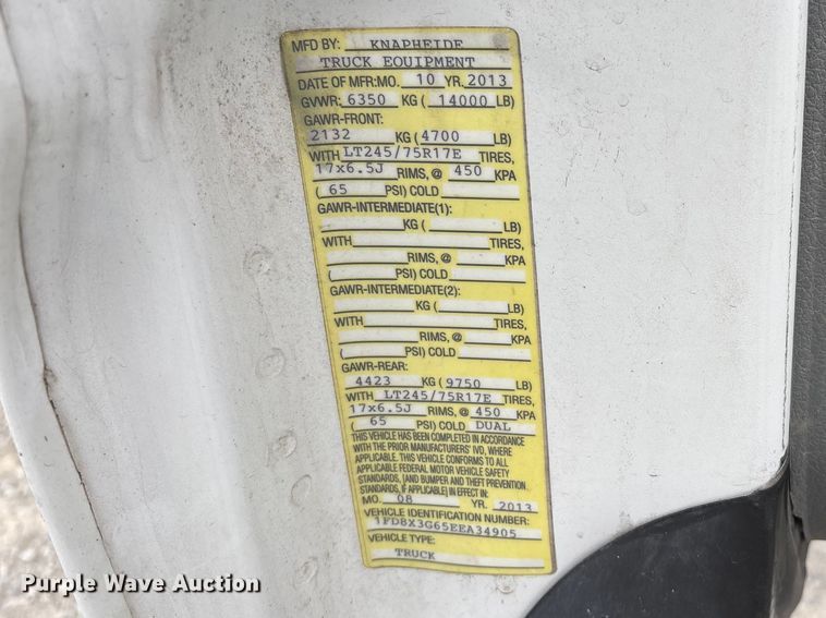 image for item DT0137 2014 Ford F350 Super Duty Ext. Cab utility bed pickup truck