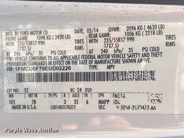 image for item DU0430 2014 Ford Escape SUV