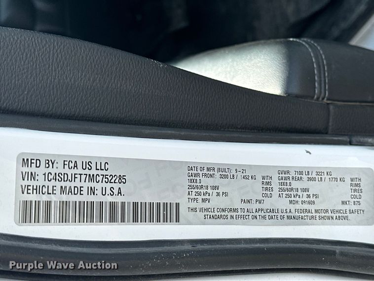 image for item DV0852 2021 Dodge Durango SSV SUV