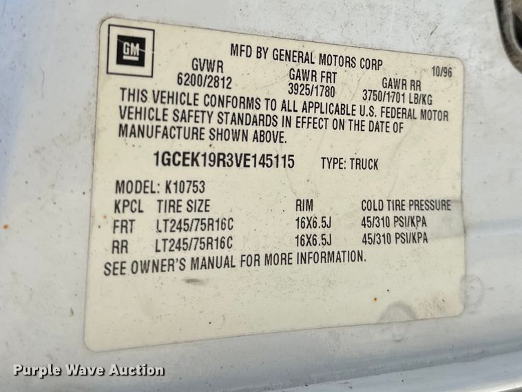 image for item DV0855 1997 Chevrolet K1500 Ext. Cab pickup truck