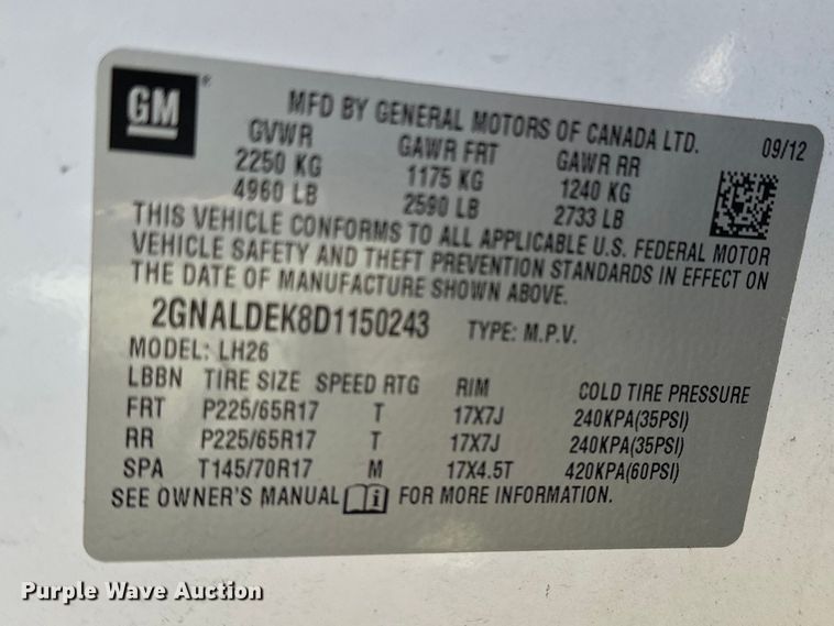 image for item DV0856 2013 Chevrolet Equinox SUV
