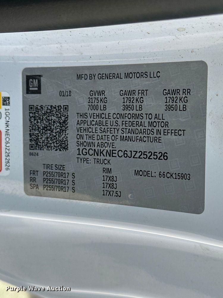 image for item DV0860 2018 Chevrolet Silverado 1500 pickup truck