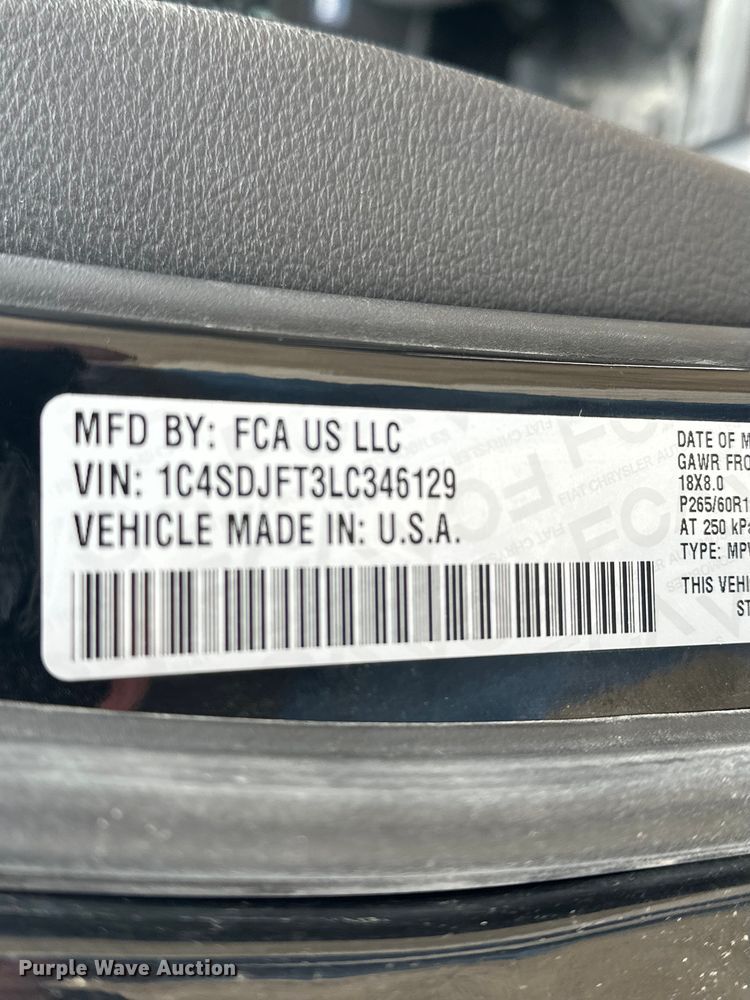 image for item DV0861 2020 Dodge Durango SSV SUV