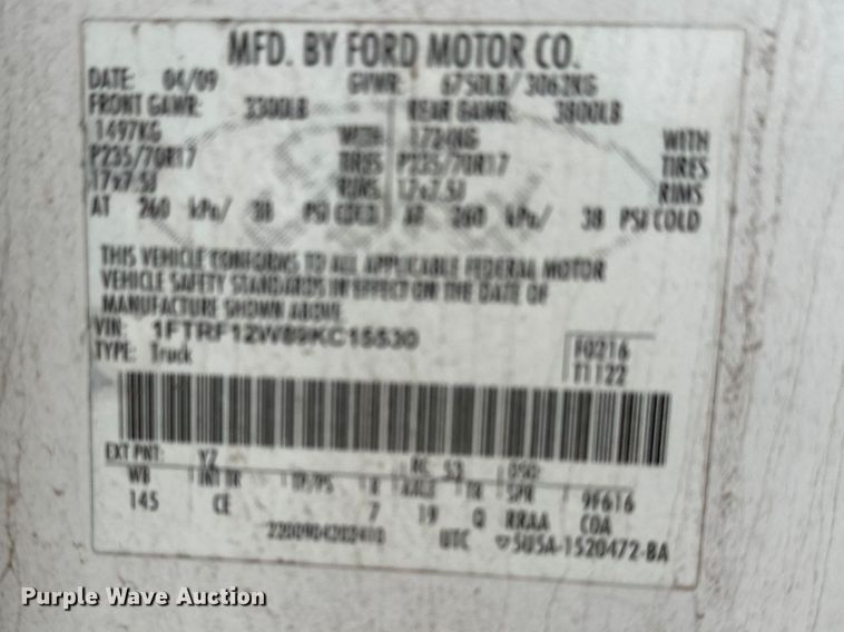 image for item DV0891 2009 Ford F150 pickup truck