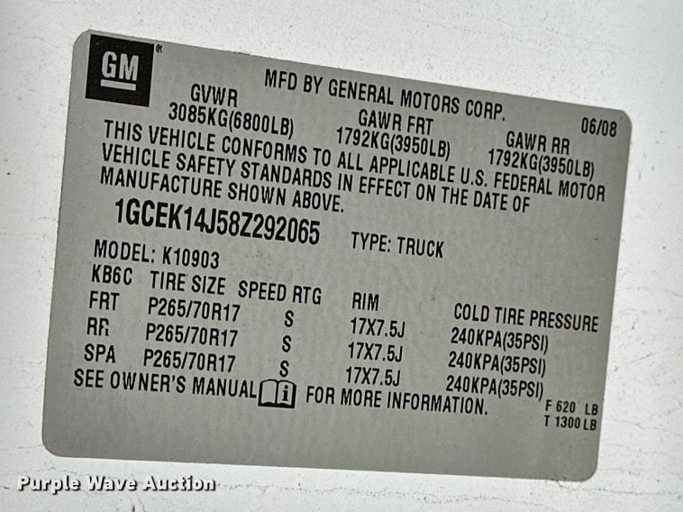 image for item DV0892 2008 Chevrolet Silverado 1500 pickup truck