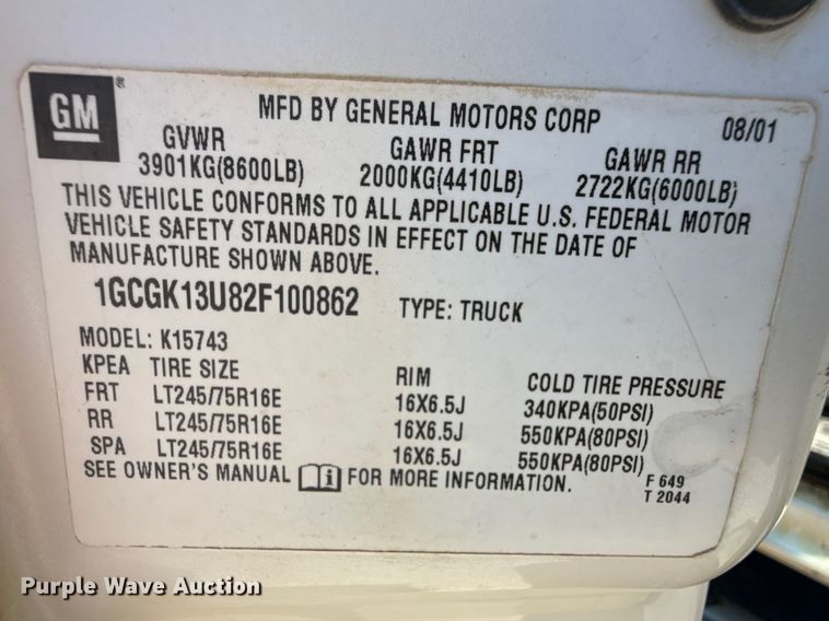 image for item DZ5333 2002 Chevrolet Silverado 1500 Crew Cab pickup truck