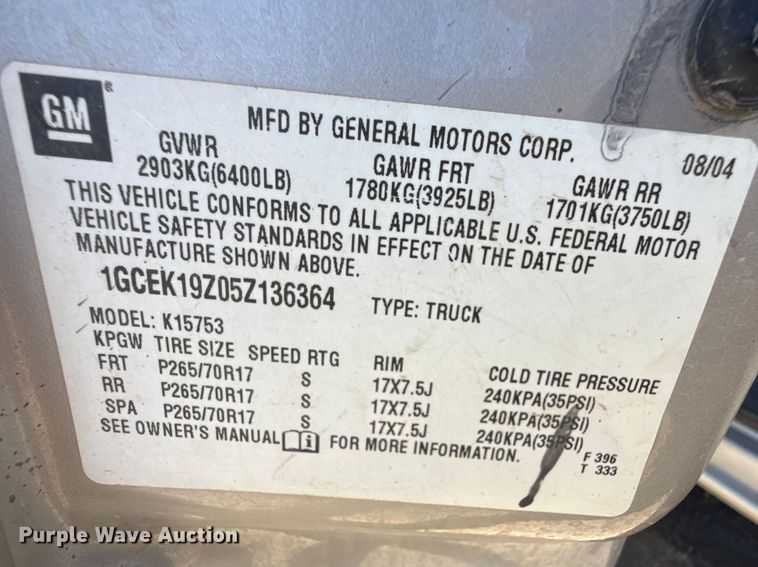 image for item DZ5334 2005 Chevrolet Silverado 1500 Ext. Cab pickup truck