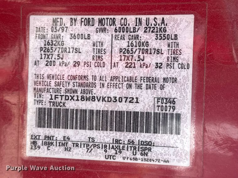 image for item DZ5336 1997 Ford F150 Ext. Cab pickup truck