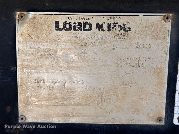 image for item DZ5340 2002 Load King HFT70 drop deck hydraulic tail equipment trailer