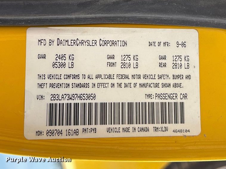 image for item EA4675 2007 Dodge Charger SRT8 