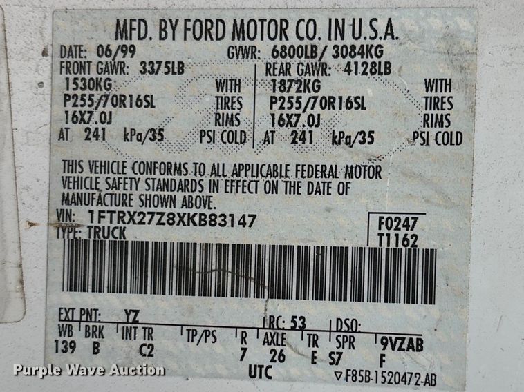 image for item EA4718 1999 Ford F250 Ext. Cab pickup truck