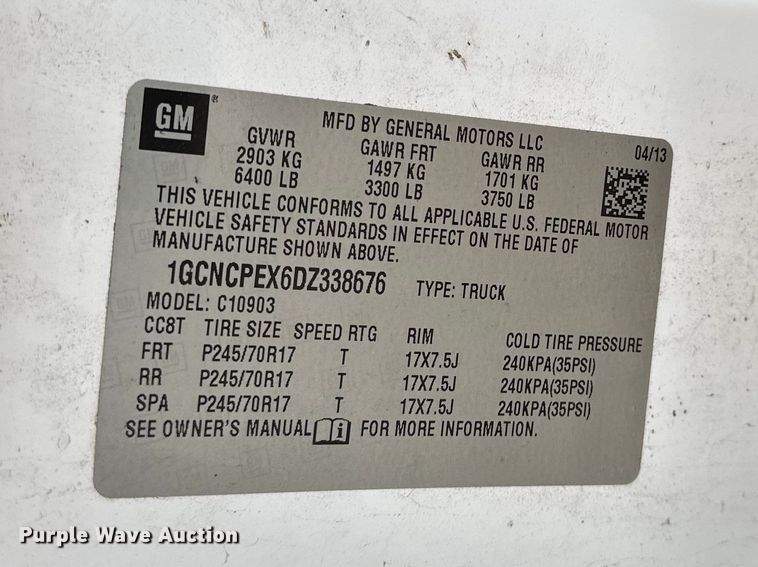 image for item EA4719 2013 Chevrolet Silverado 1500 pickup truck