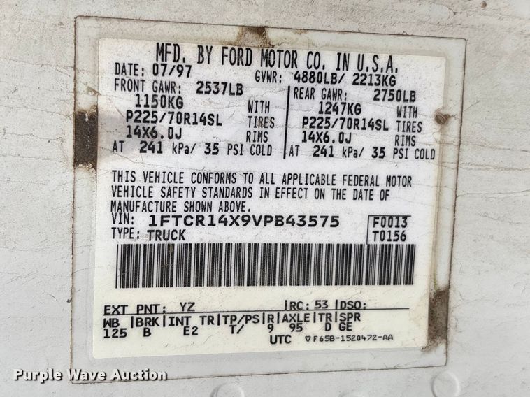 image for item EA4721 1997 Ford Ranger Ext. Cab pickup truck