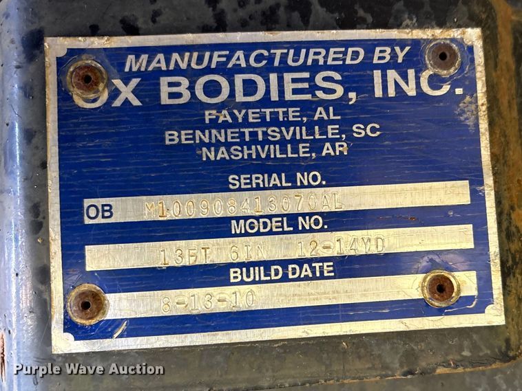 image for item EA7239 2010 Ox Bodies, Inc. dump bed