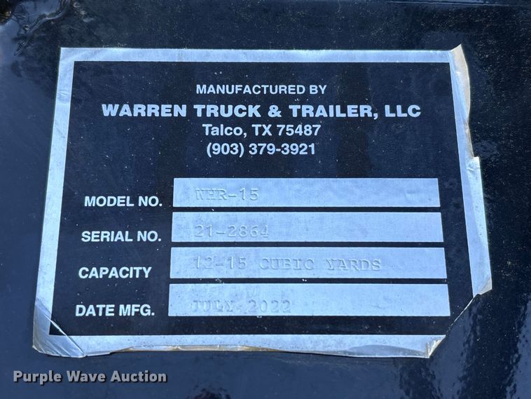 image for item EA7240 2022 Warren dump Bed