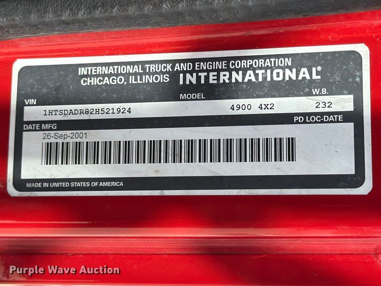 image for item ED5194 2002 International 4900 pumper fire truck