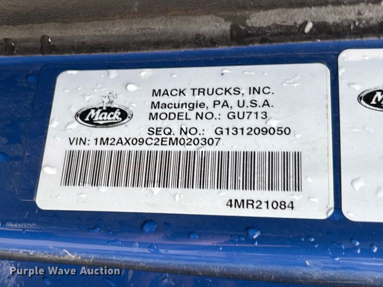 image for item EM5025 2014 Mack GU713  sewer jetter truck
