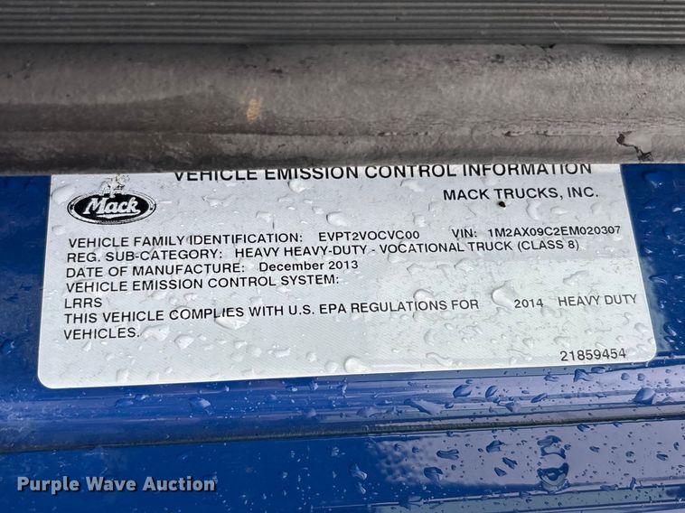 image for item EM5025 2014 Mack GU713  sewer jetter truck