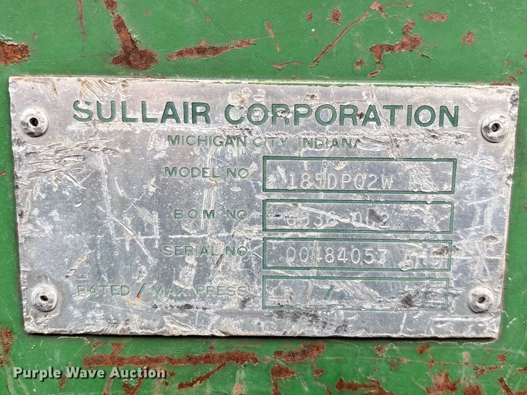 image for item EO4062 Sullair 185DPQ2W air compressor