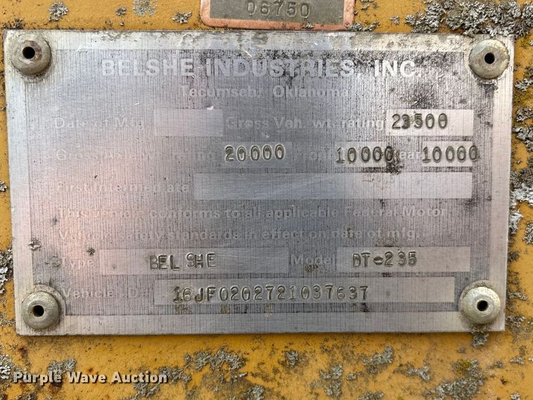 image for item EO4066 2002 Belshe  equipment trailer