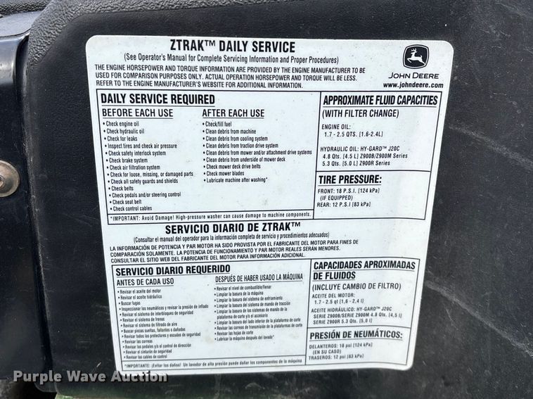 image for item EO4100 2020 John Deere Z960M ZTR lawn mower