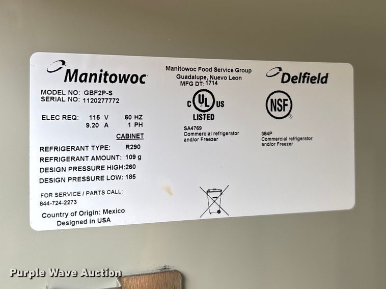 image for item EO4120 Manitowoc Delfield GBF2P-S freezer