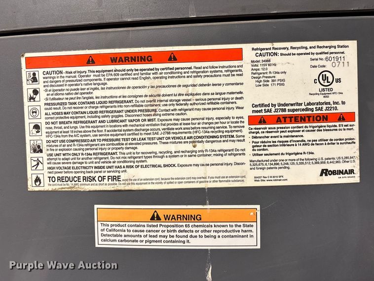 image for item EO4129 Robinair  34988 AC service machine