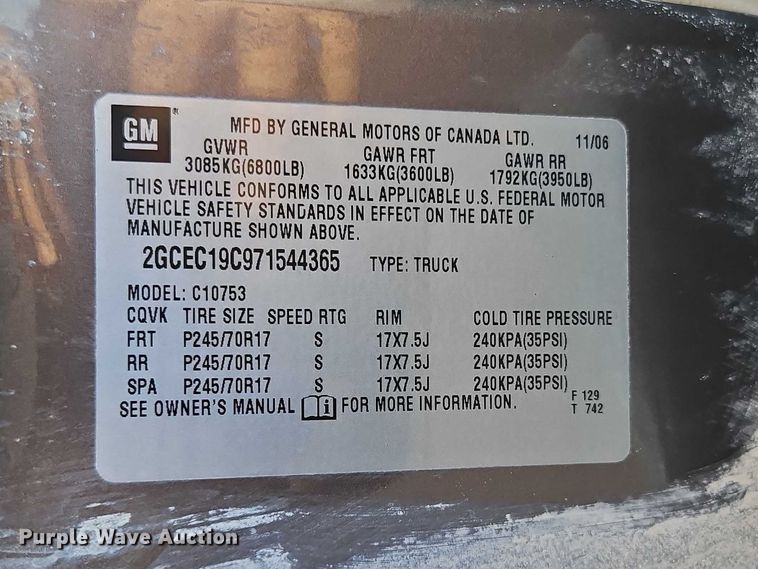 image for item EO7166 2007 Chevrolet Silverado 1500 Ext. Cab pickup truck