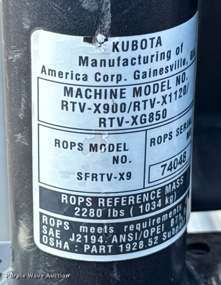 image for item ES5651 2019 Kubota RTV-X900 utility vehicle