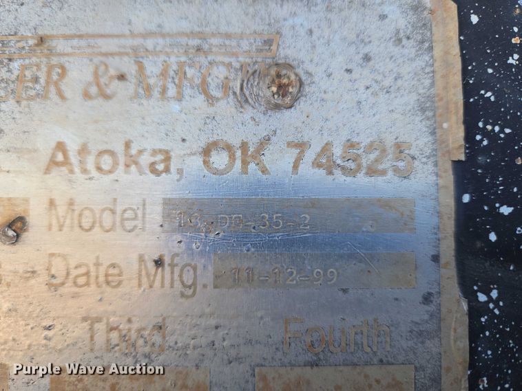 image for item ET1459 1999 Atoka Trailer Mfg. 18-DE-35-2 drop deck equipment trailer