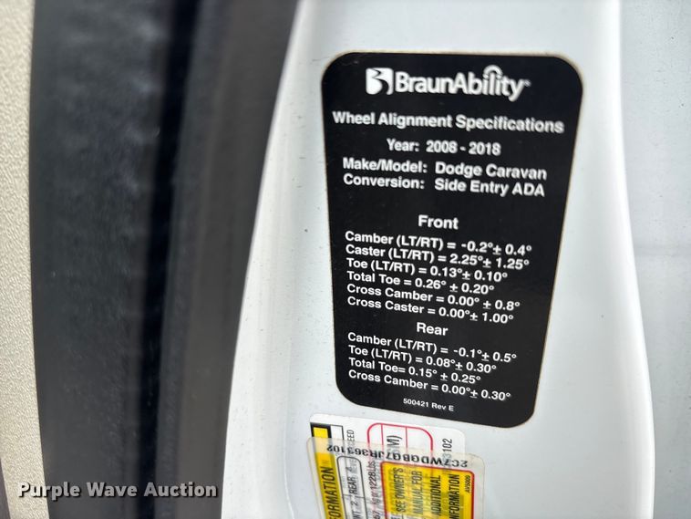 image for item EU0458 2018 Dodge Grand Caravan handicap accessible van