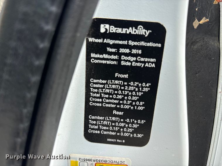 image for item EU0459 2016 Dodge Grand Caravan handicap accessible van