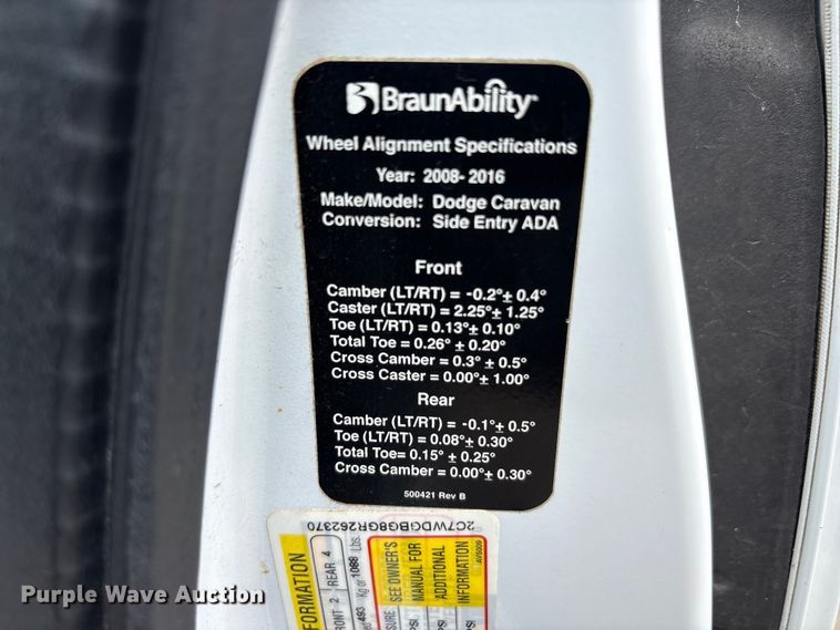 image for item EU0460 2016 Dodge Grand Caravan handicap accessible van