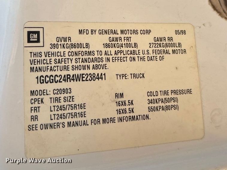 image for item EU4990 1998 Chevrolet C2500 pickup truck