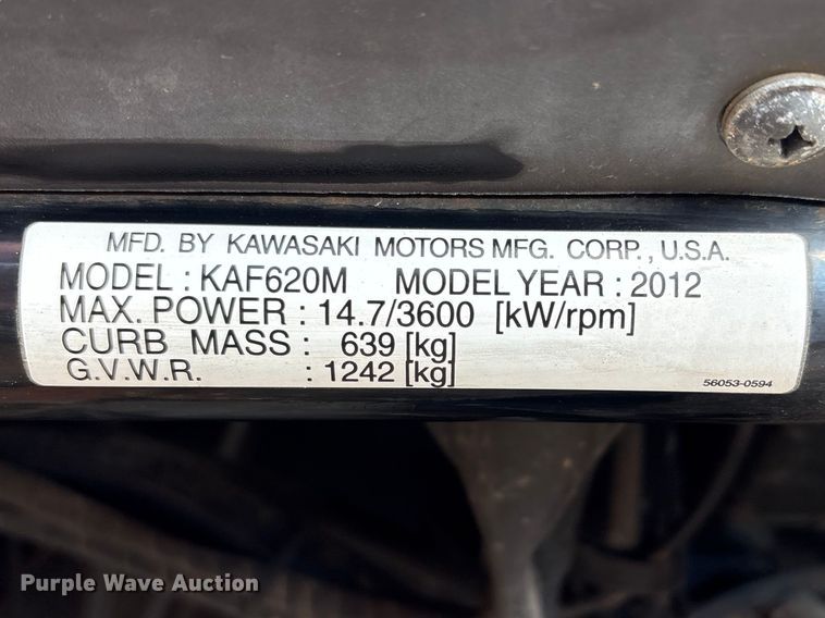 image for item EU7455 2012 Kawasaki Mule KAF620M utility vehicle