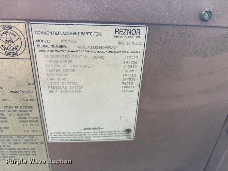 image for item EV2042 1997 Reznor FT200 heater