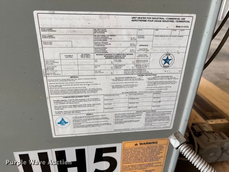 image for item EV2043 (2) Modine PV 175AE0130 heaters