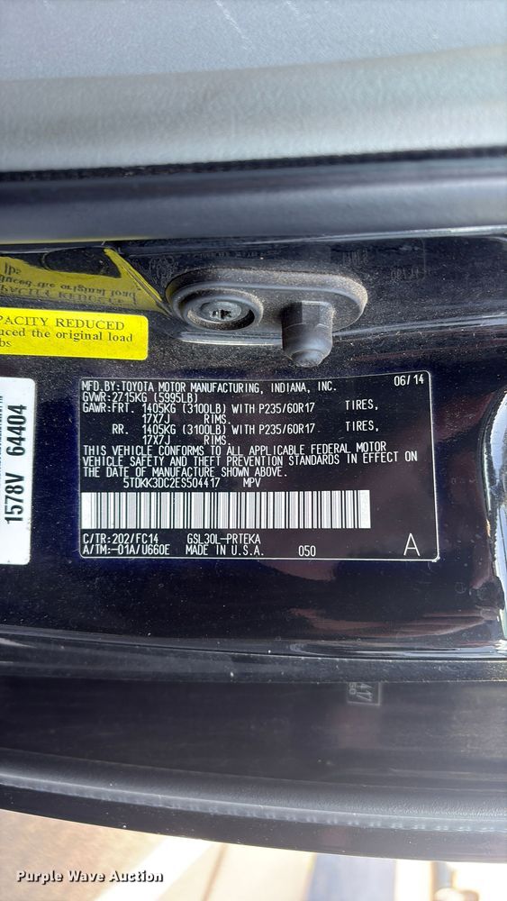 image for item EV2855 2014 Toyota Sienna van