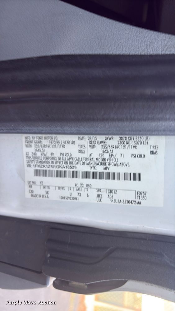 image for item EV2856 2016 Ford Transit van